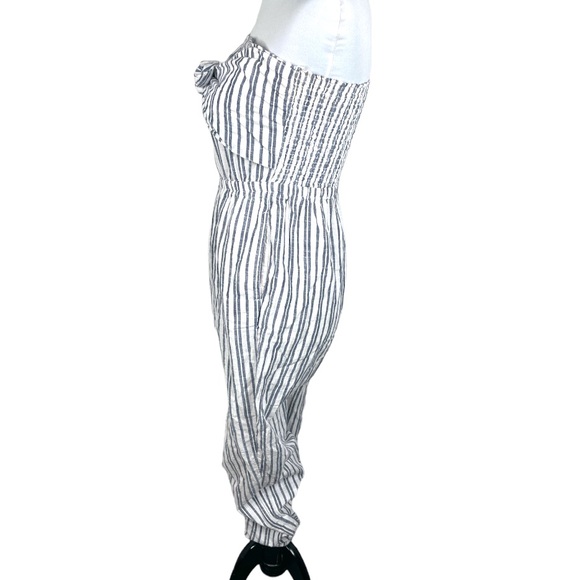 Aerie Strapless Striped Jumpsuit White Blue Size Small - Picture 4 of 7